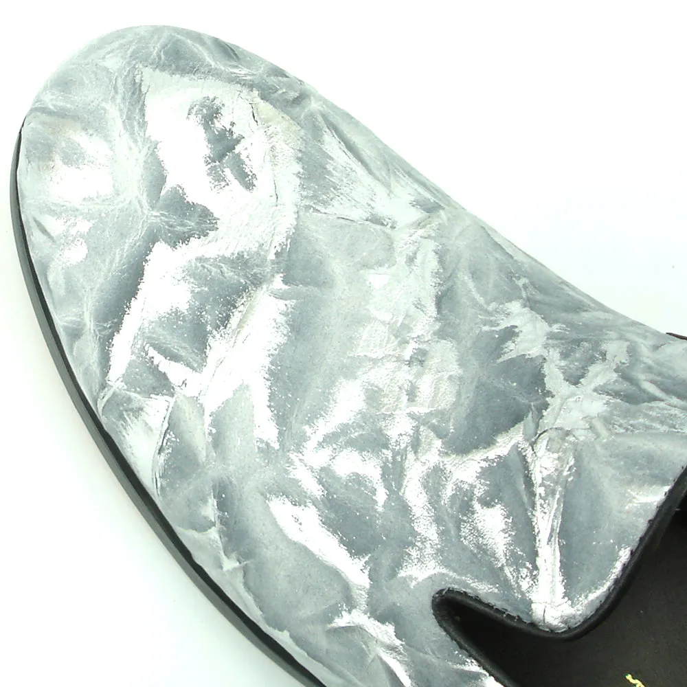 FI-7367 Grey Silver Leather Slip on Loafer Fiesso by Aurelio Garcia