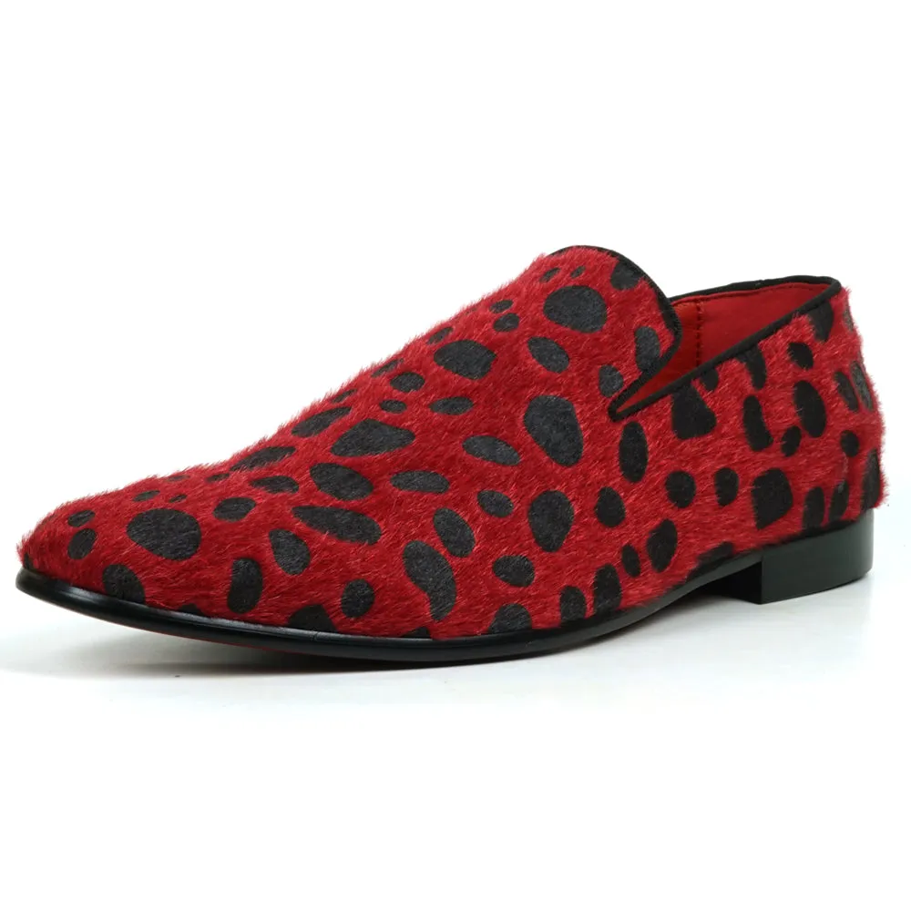 FI-7532 Red Black Leopard Pony Hair Slip on Loafer Fiesso by Aurelio Garcia
