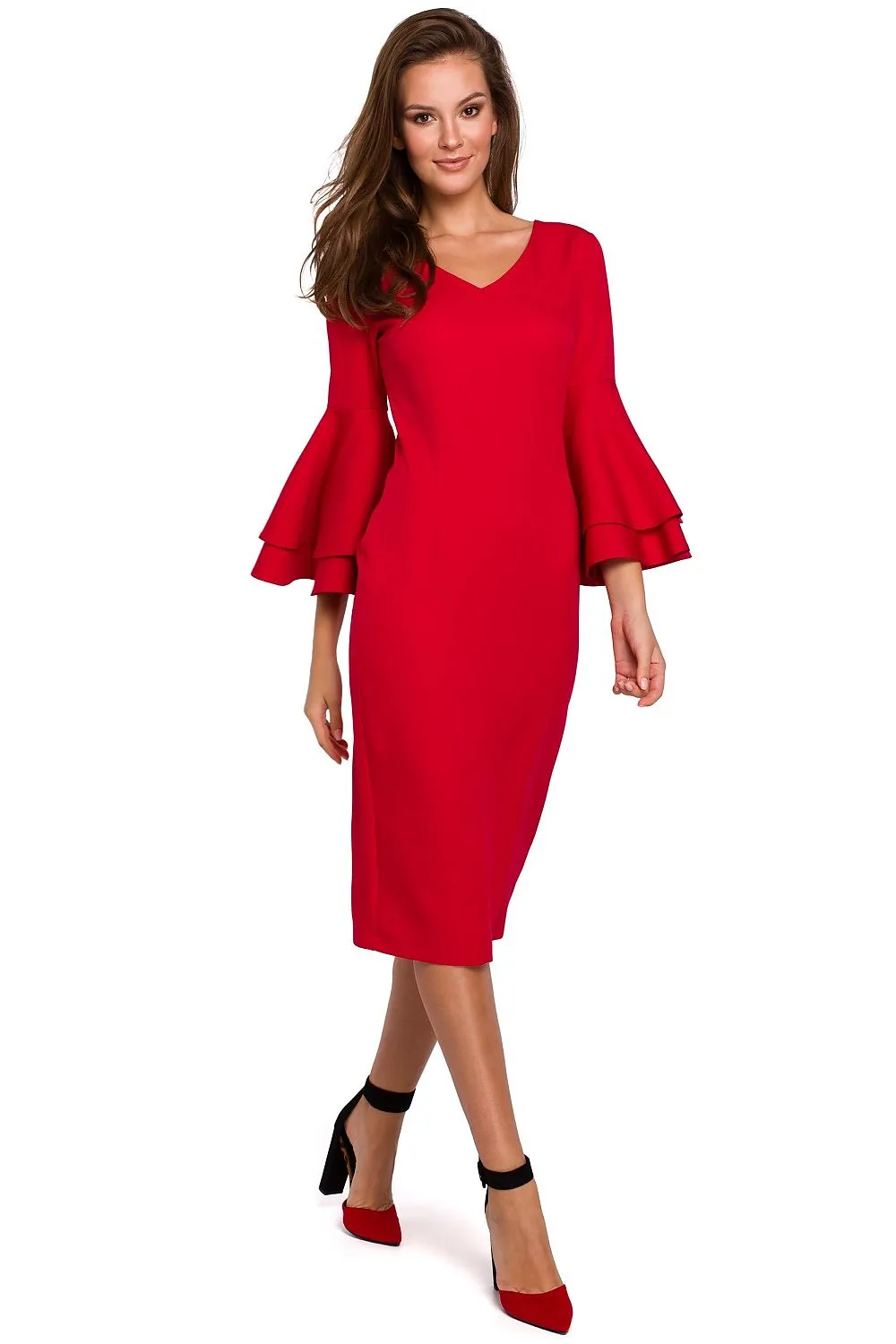 Flared Sleeve A-Line Dress