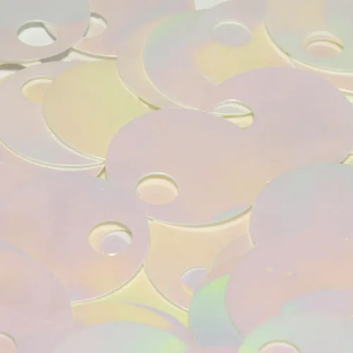 Flat Round Top Large Hole Sequin #21 White (Opaque Iris)