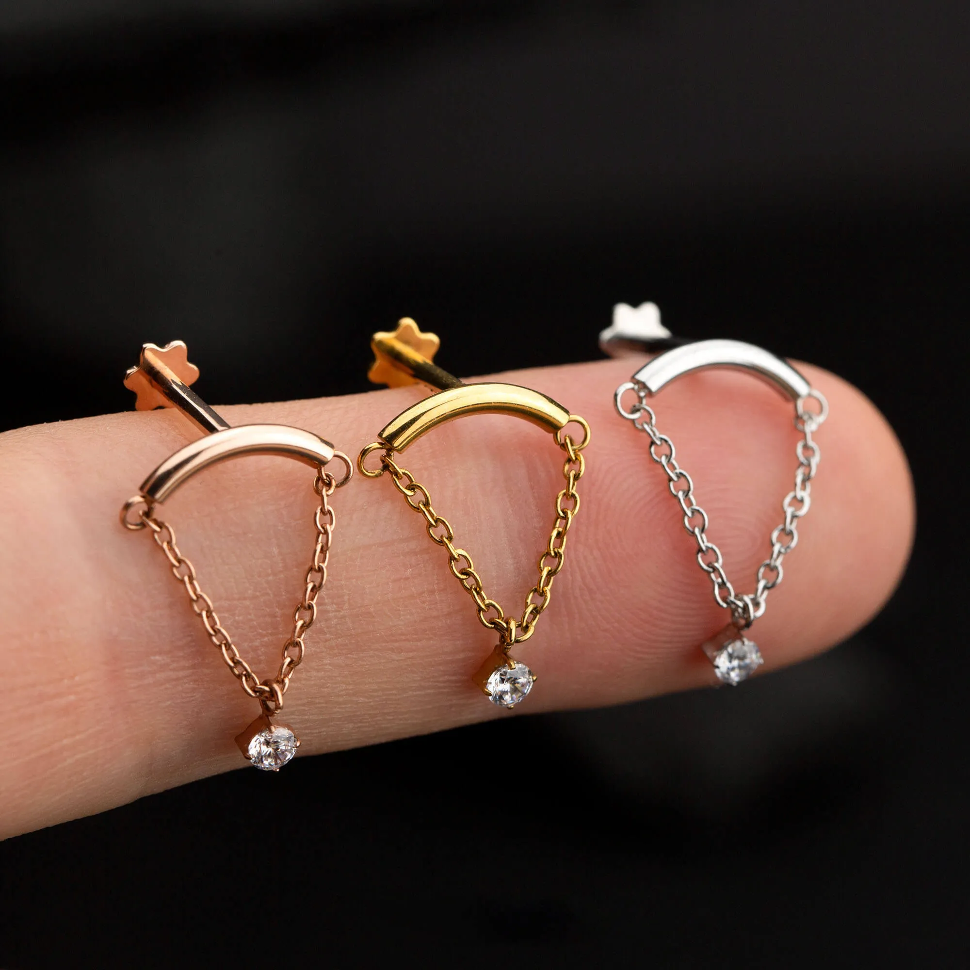 Floating Hidden Helix Piercing Jewelry Internally Threaded Flower Back Stud