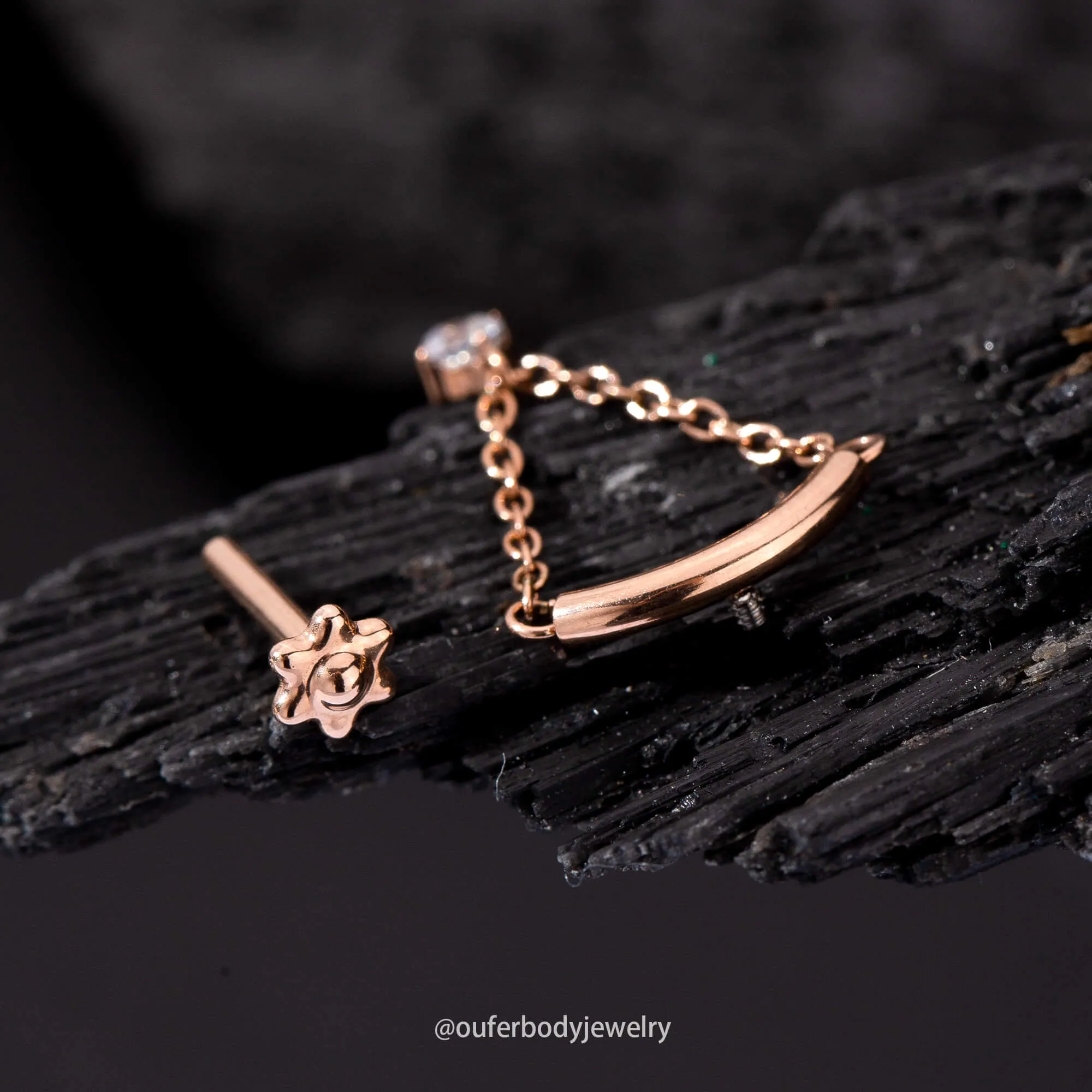 Floating Hidden Helix Piercing Jewelry Internally Threaded Flower Back Stud