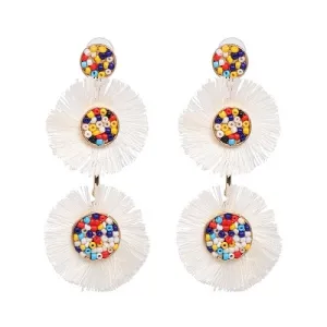 Flora Multicolor Fashion Bead Circular Drop Earrings