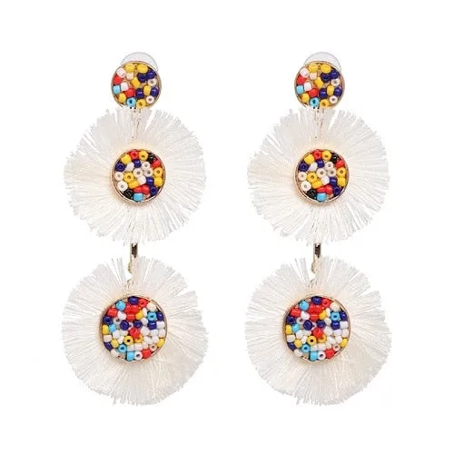 Flora Multicolor Fashion Bead Circular Drop Earrings