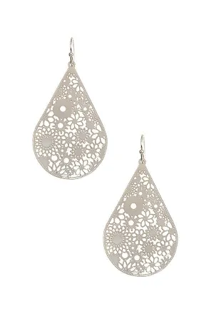 Floral Cut Teardrop Dangle Earrings
