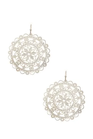 Floral Filigree Dangle Earrings In Silver
