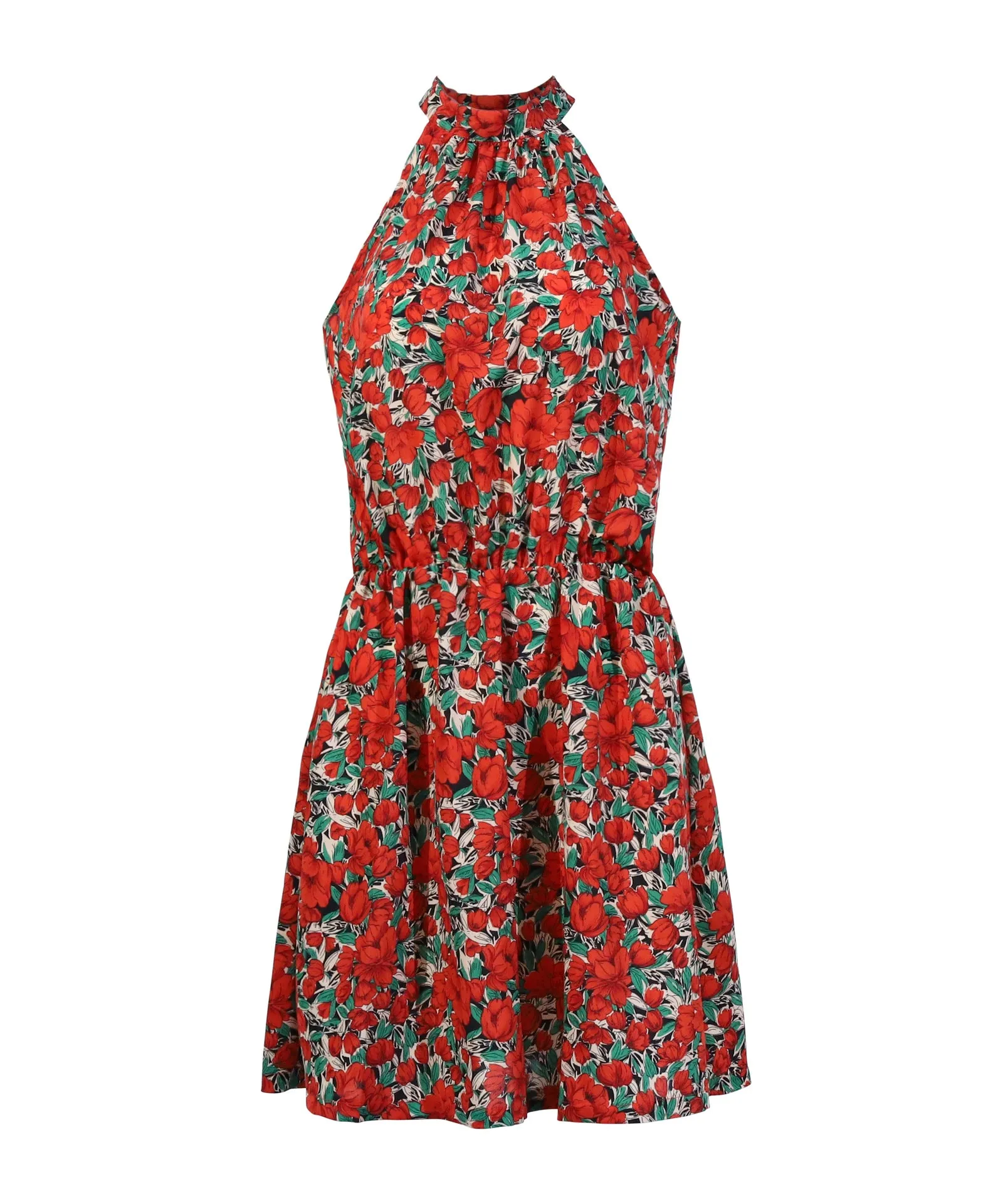 Floral Yellow Bohemian Boho Printed Hanging Neck Straps Mini Dresses