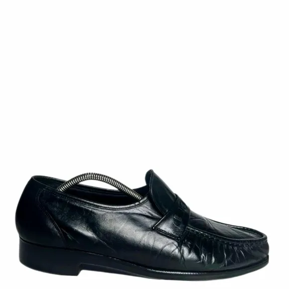 Florsheim Vintage Glossy Black Mock Toe Slip on Loafer Dress Shoes Men's Sz 11 D