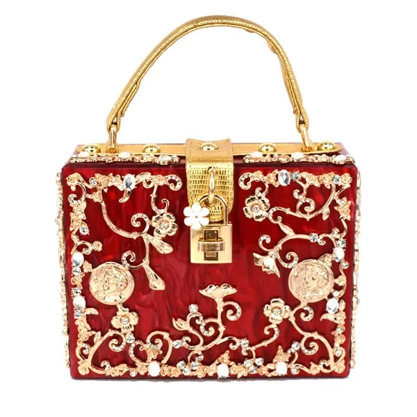 Flower Clutch Acrylic Luxury Handbag