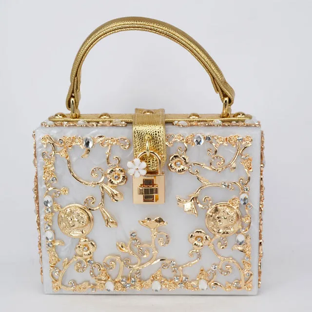 Flower Clutch Acrylic Luxury Handbag