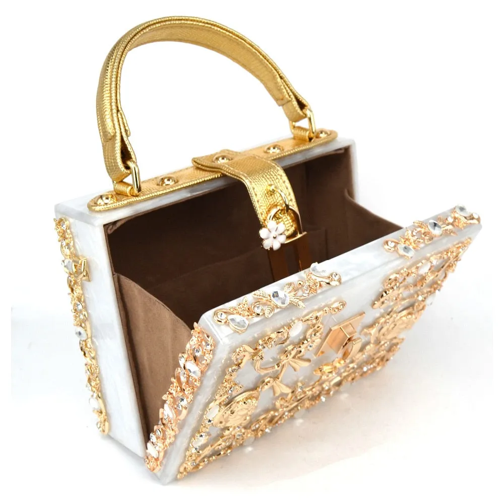 Flower Clutch Acrylic Luxury Handbag
