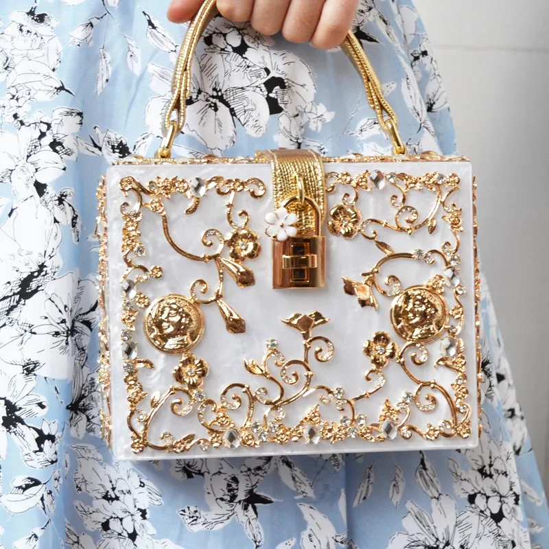 Flower Clutch Acrylic Luxury Handbag