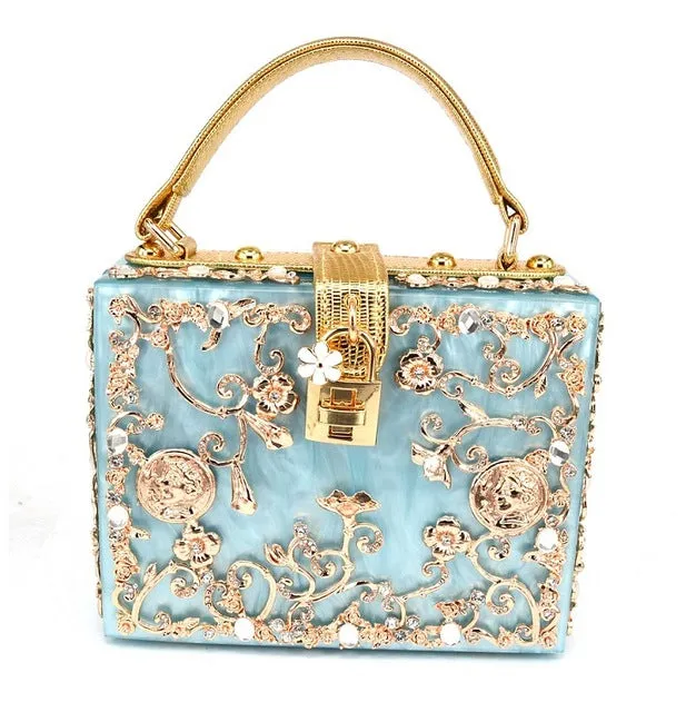 Flower Clutch Acrylic Luxury Handbag