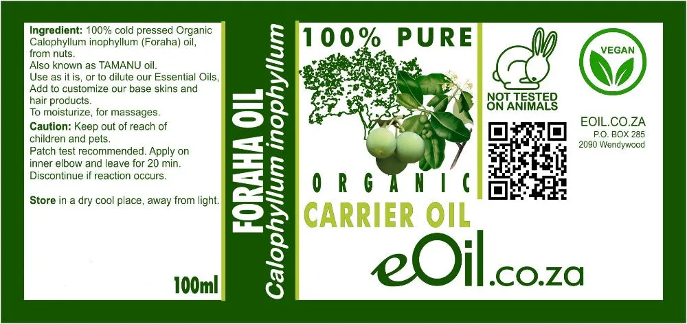 Foraha Tamanu Organic Carrier Oil (Calophyllum inophyllum)