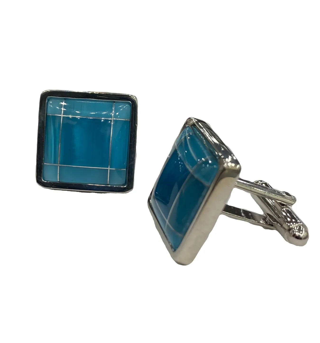 Fratello Cufflinks - Silver Tone Turquoise Sophistication CL21