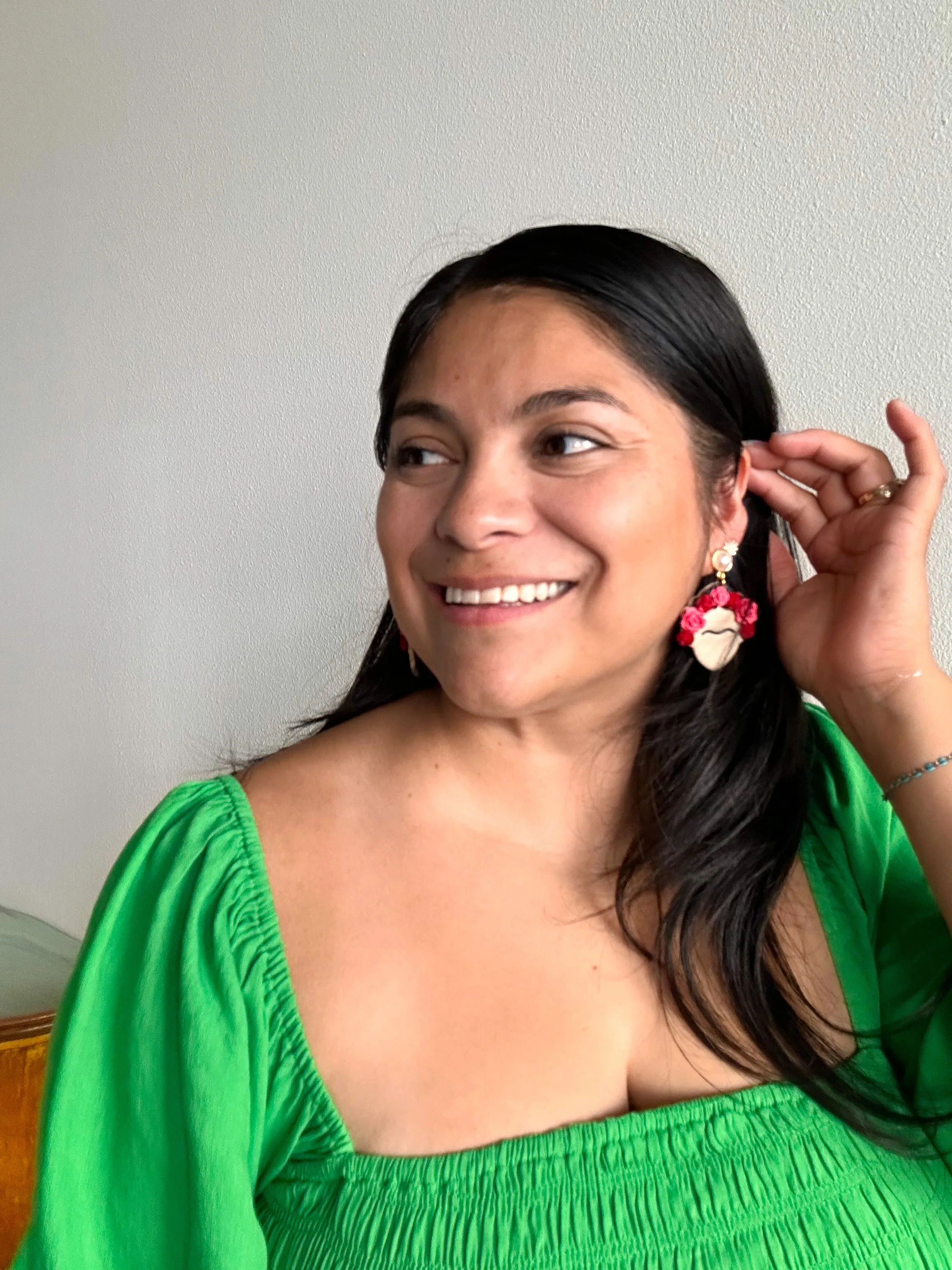 Frida with Red Roses