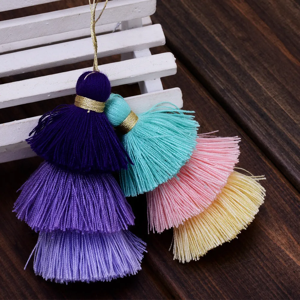 Fringe Tassel Earrings Three Tier Jewelry Tassels Stack Necklace Earrings Earrings Summer Jewelry wholesales,2pcs/lot
