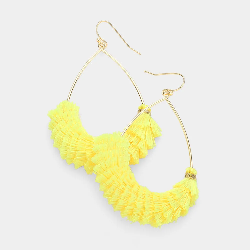 Fun Fashion Yellow Drop Tassel Earrings | 506000