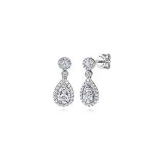 Gabriel & Co 14k White Gold pear diamond earrings