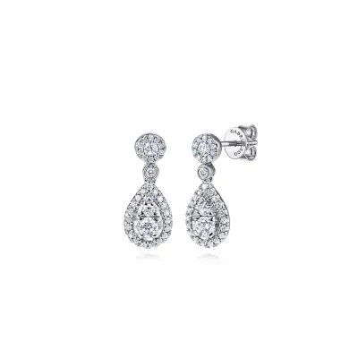 Gabriel & Co 14k White Gold pear diamond earrings