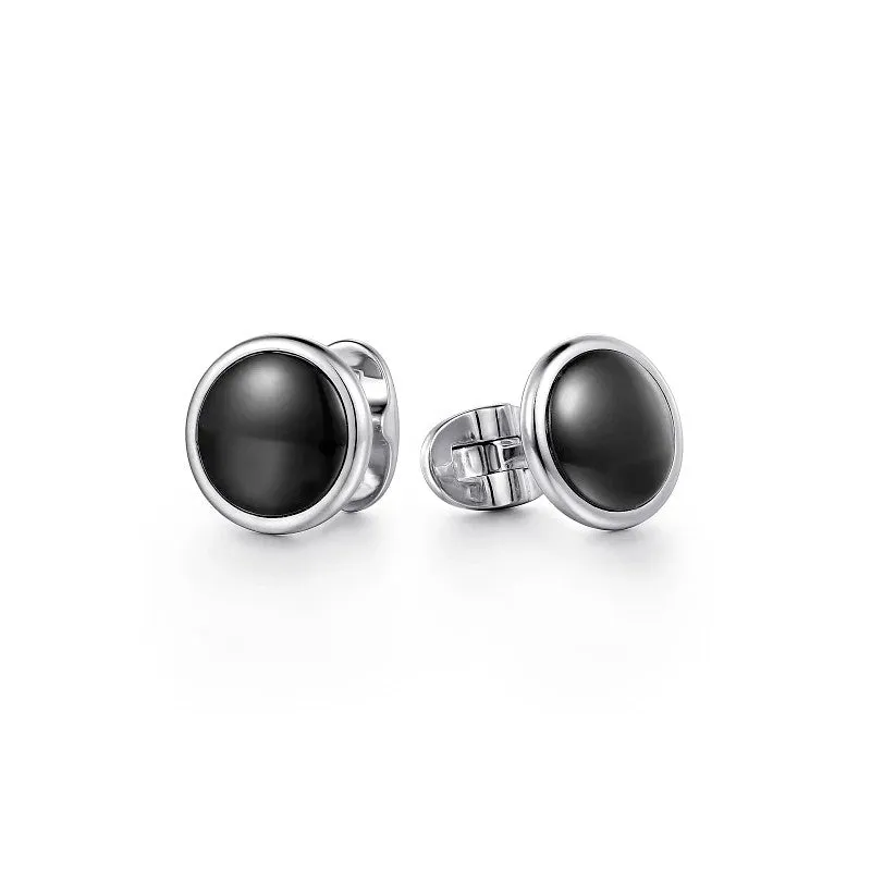 Gabriel & Co. Round Black Onyx Cufflinks