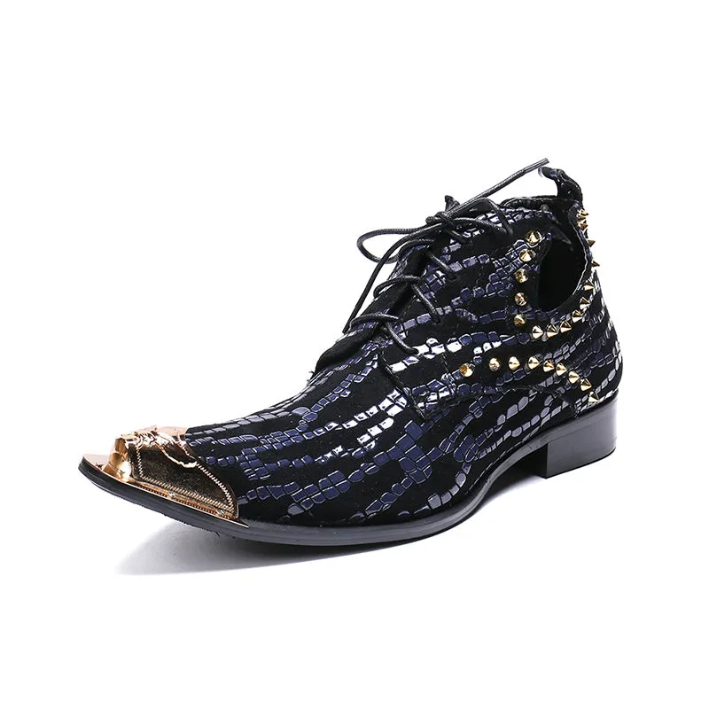 Genuine leather lace up  string bead stage wedding men dress shoes handmade fashion personality Shoes