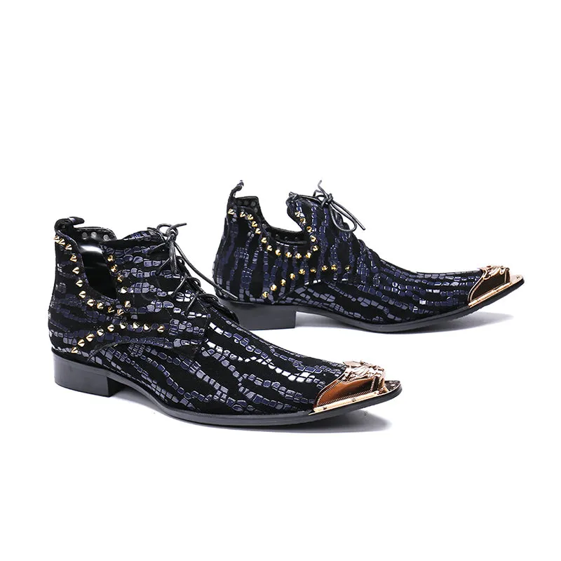 Genuine leather lace up  string bead stage wedding men dress shoes handmade fashion personality Shoes