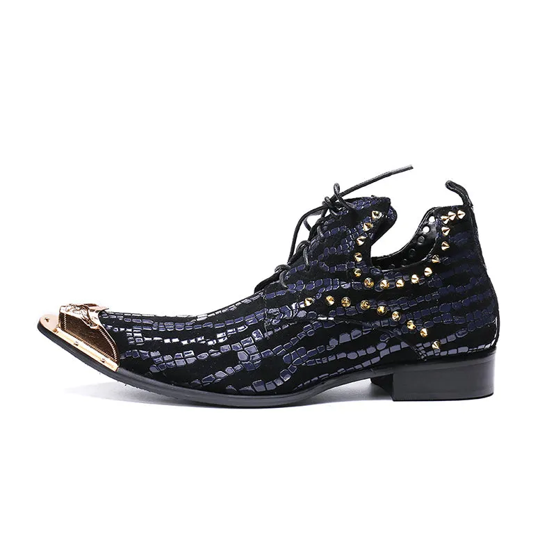 Genuine leather lace up  string bead stage wedding men dress shoes handmade fashion personality Shoes
