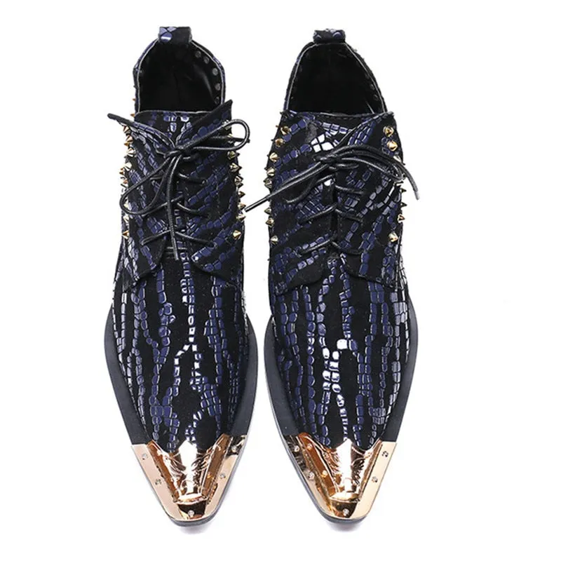 Genuine leather lace up  string bead stage wedding men dress shoes handmade fashion personality Shoes
