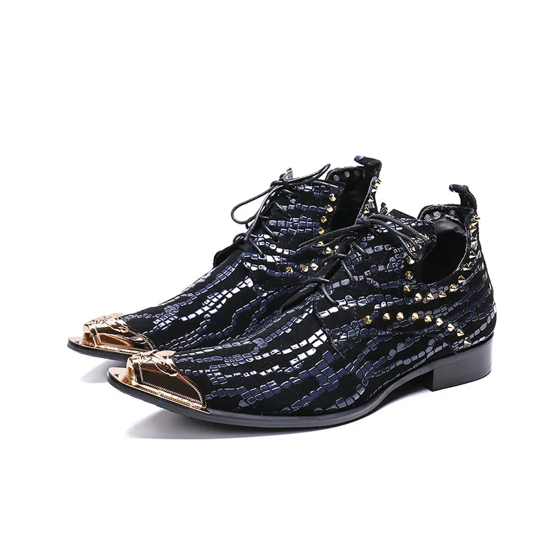 Genuine leather lace up  string bead stage wedding men dress shoes handmade fashion personality Shoes