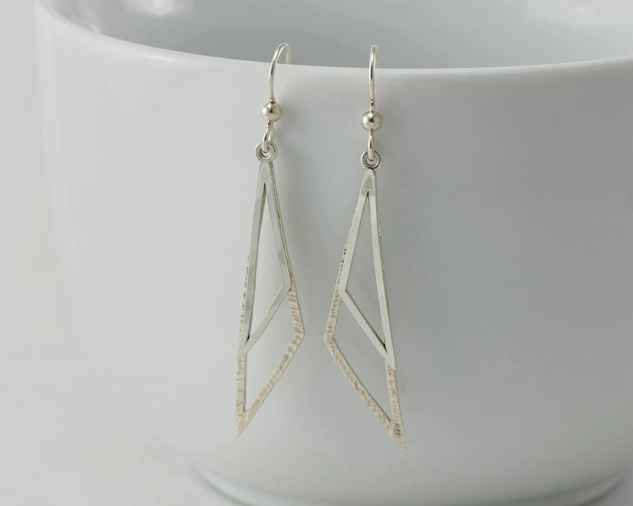 Geometric Triangles Silver Earrings