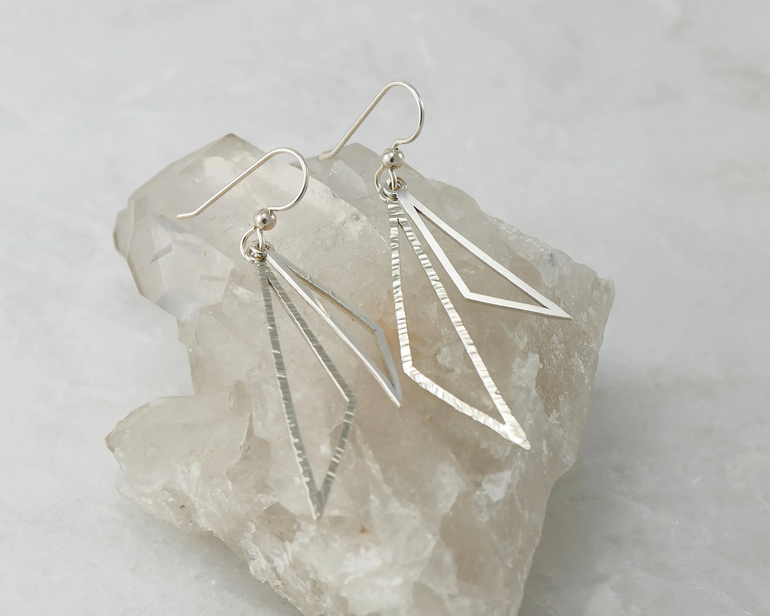 Geometric Triangles Silver Earrings