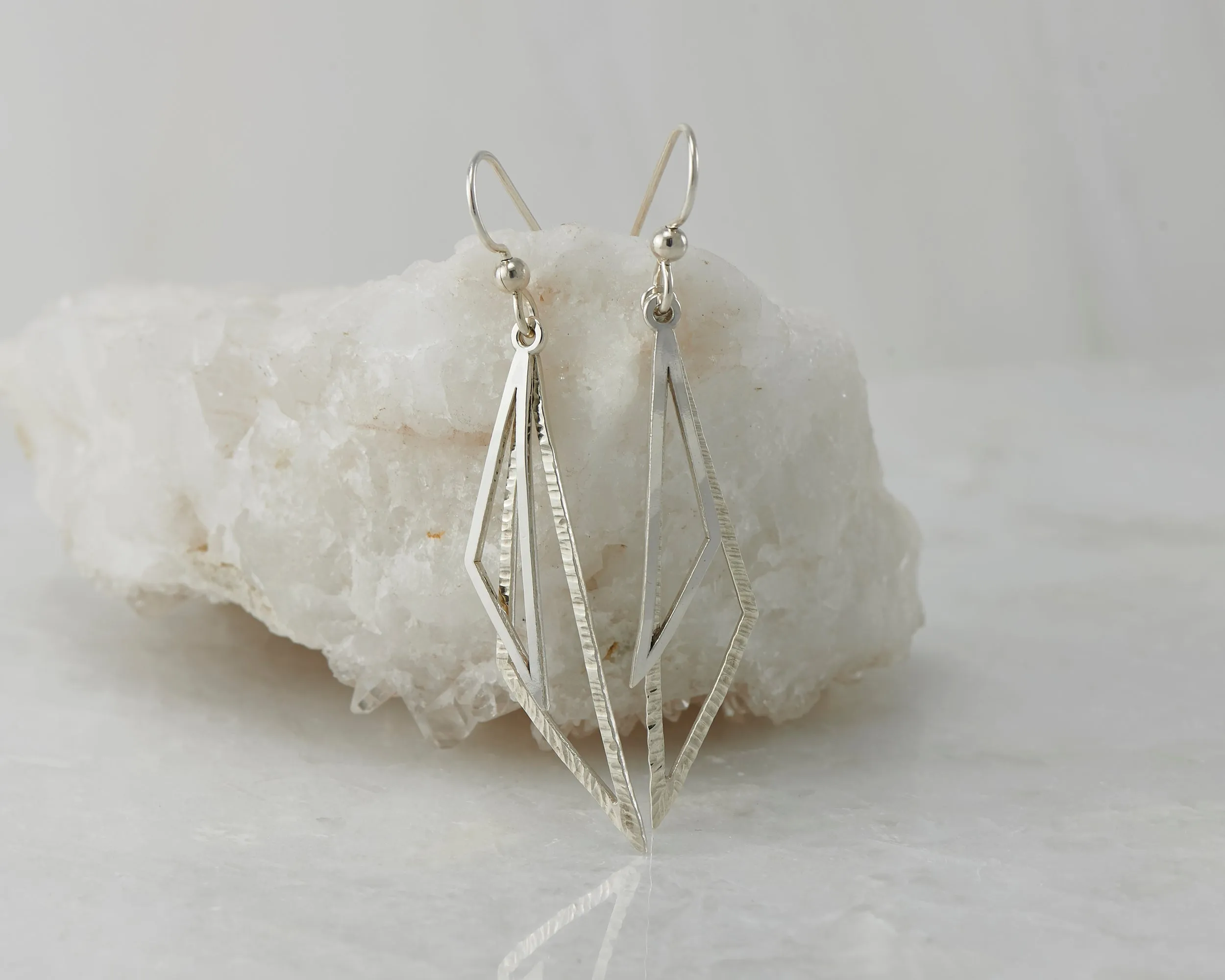 Geometric Triangles Silver Earrings