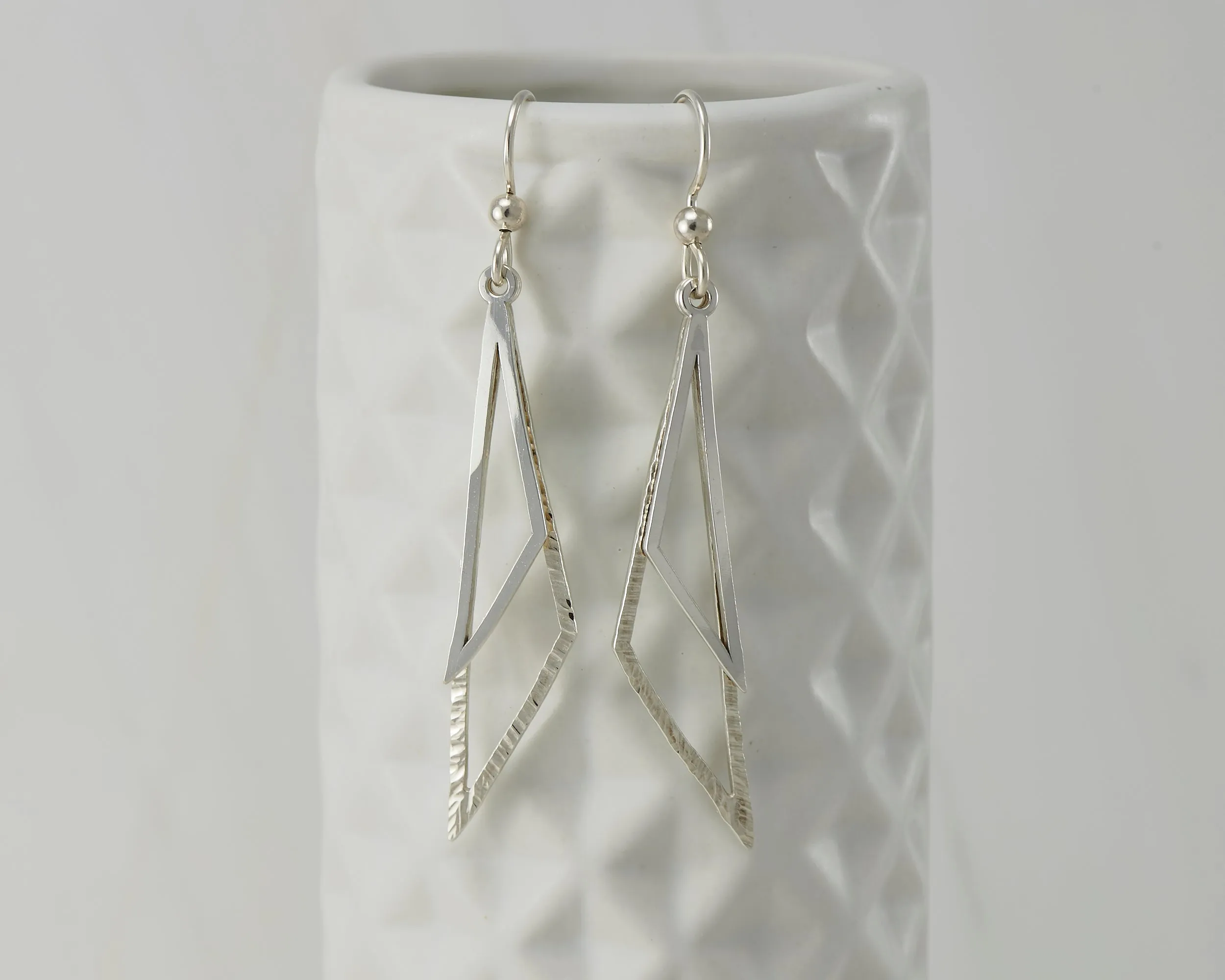 Geometric Triangles Silver Earrings