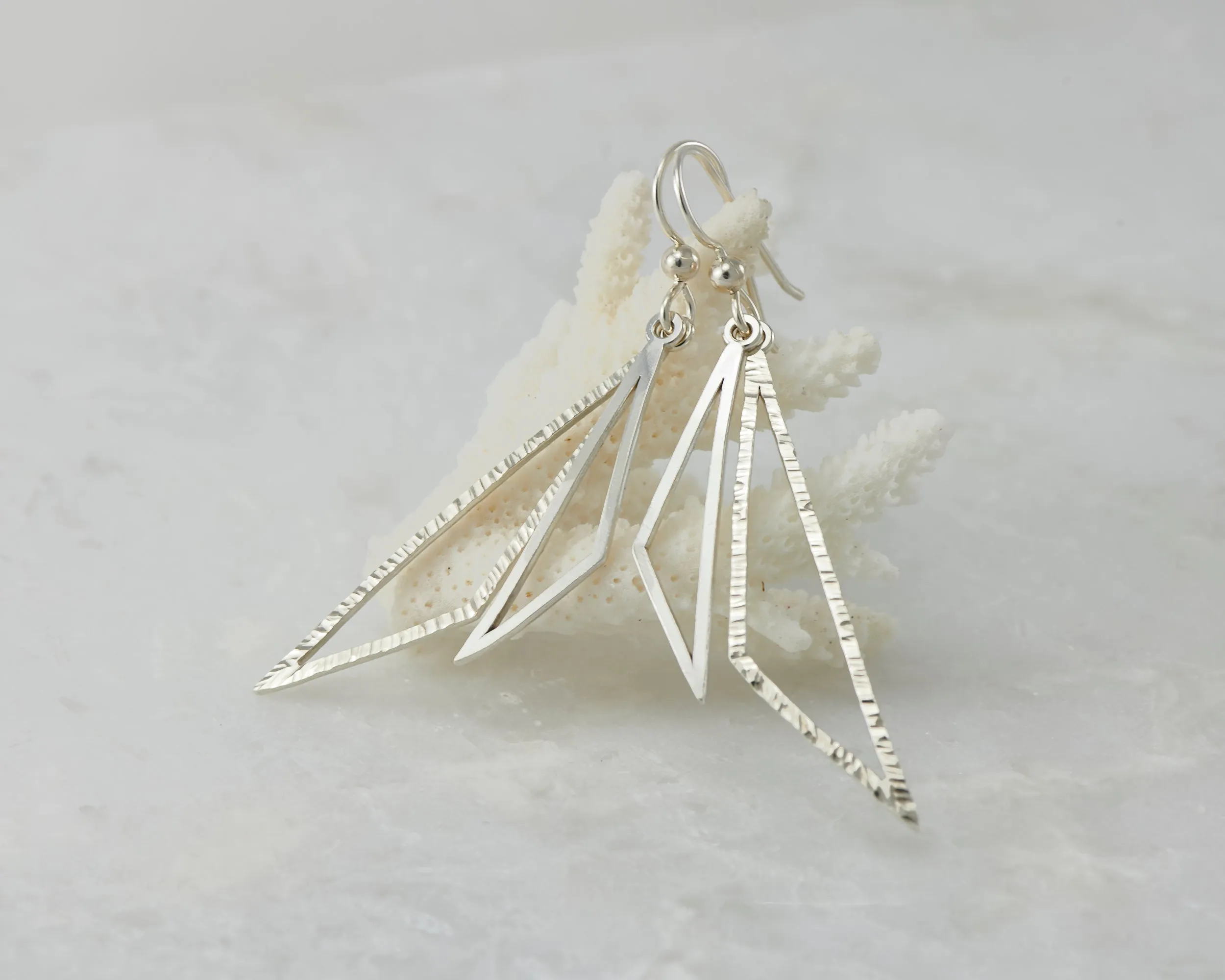 Geometric Triangles Silver Earrings