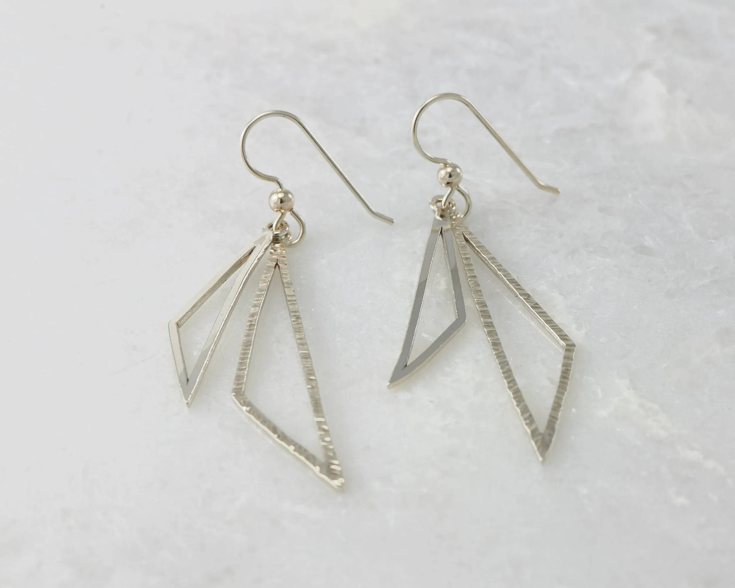 Geometric Triangles Silver Earrings