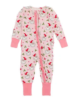 Girls Dear Santa Bamboo Ruffle Pajamas