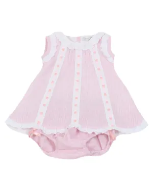 Girls pink stripped Dress and bloomers set