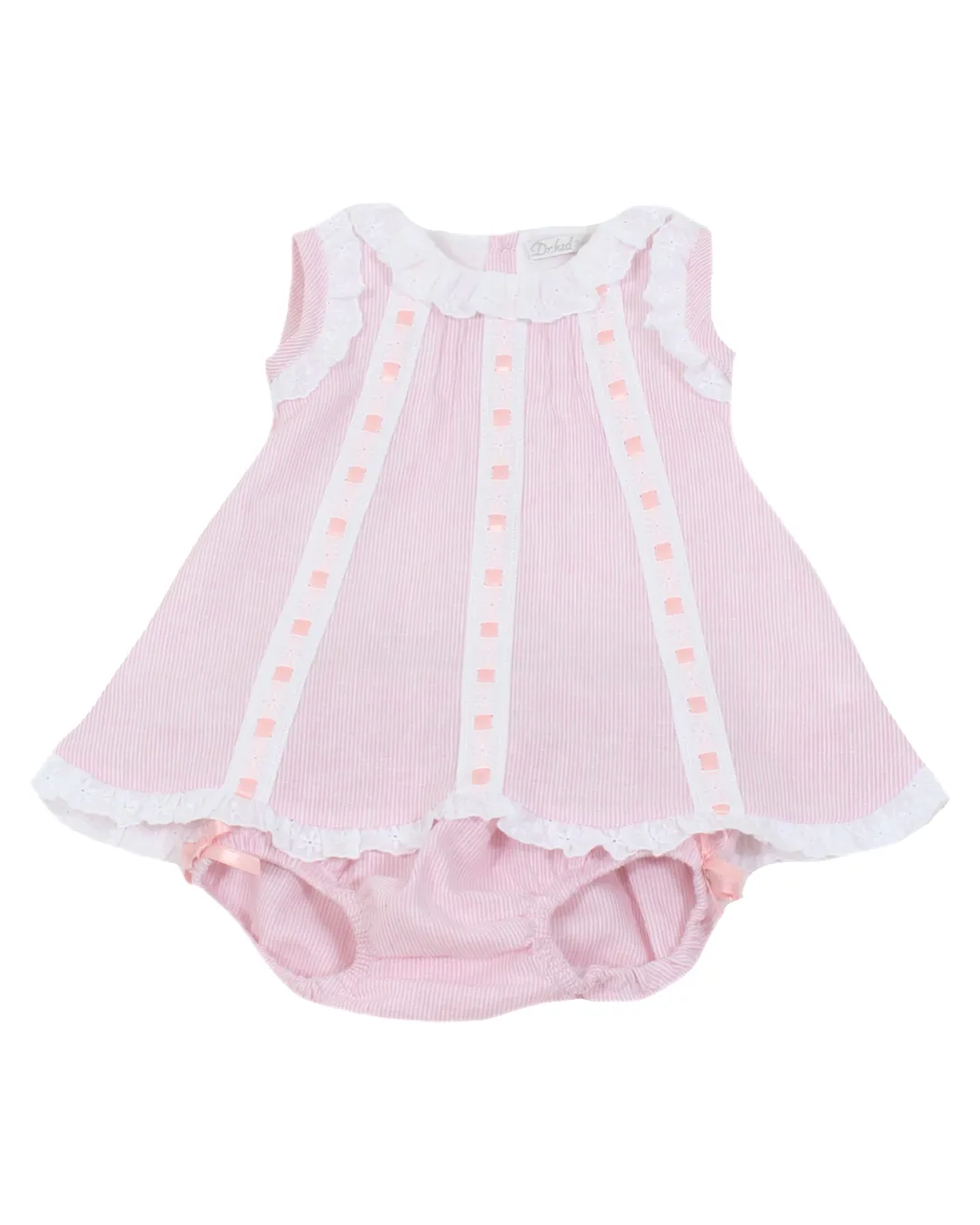 Girls pink stripped Dress and bloomers set