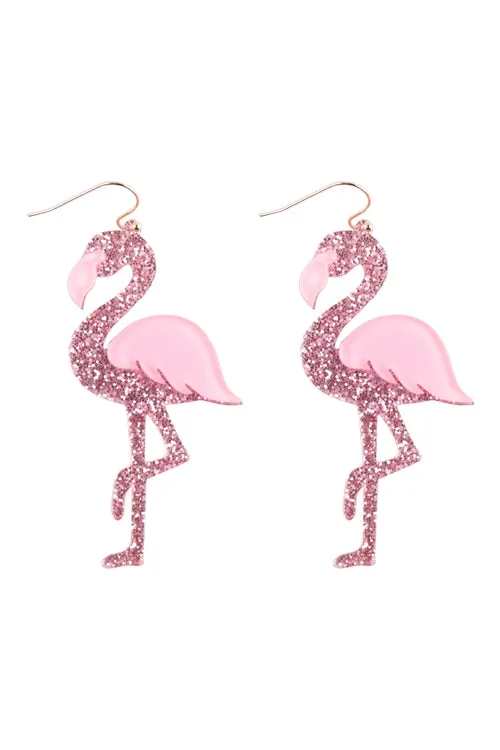Glitter Flamingo Earrings