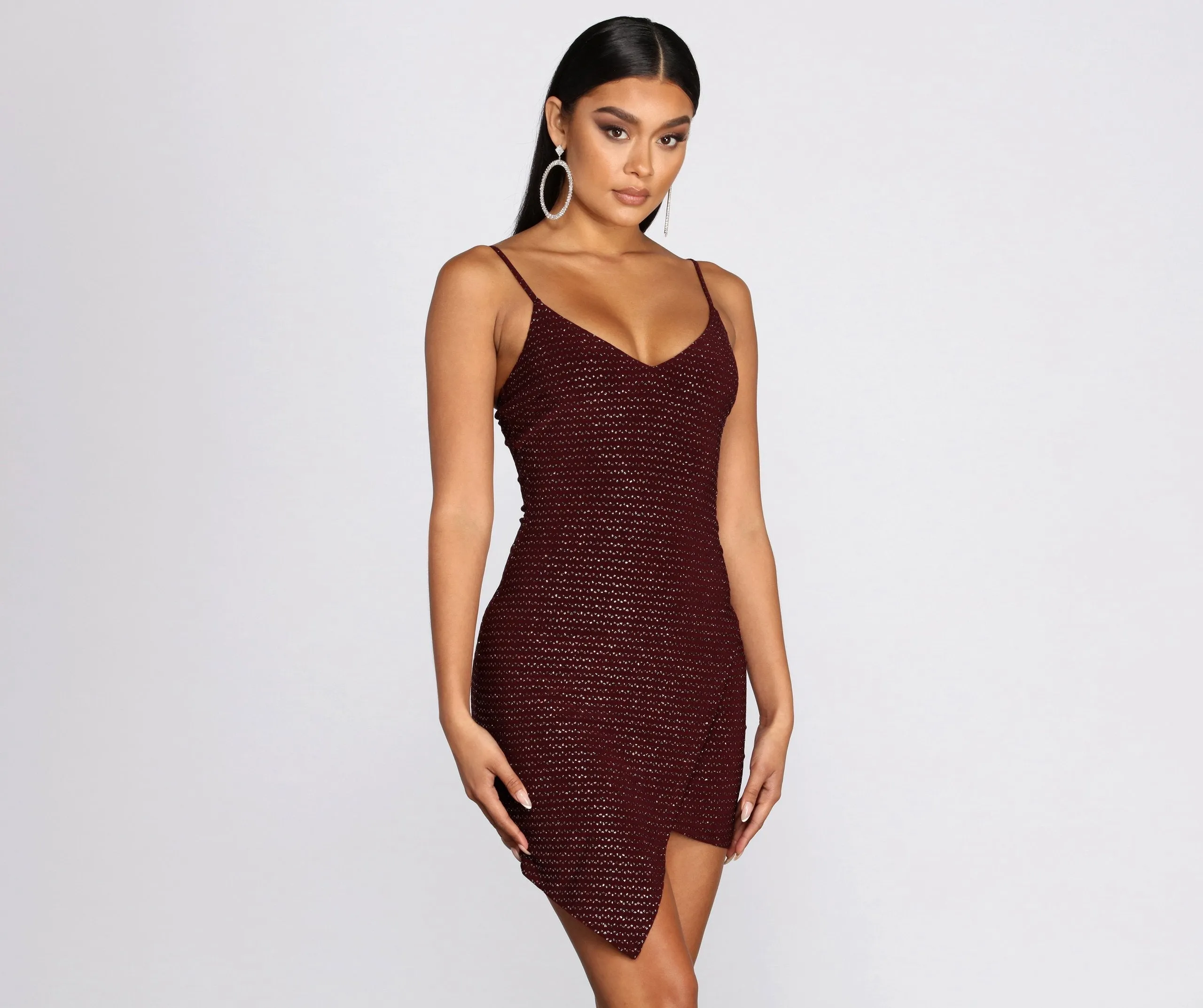 Glitter Wrap Stylish Knit Mini Dress