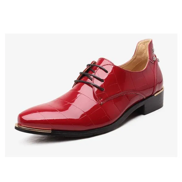 Glossy Leather Croco Embossed Men Brogues Dress shoes