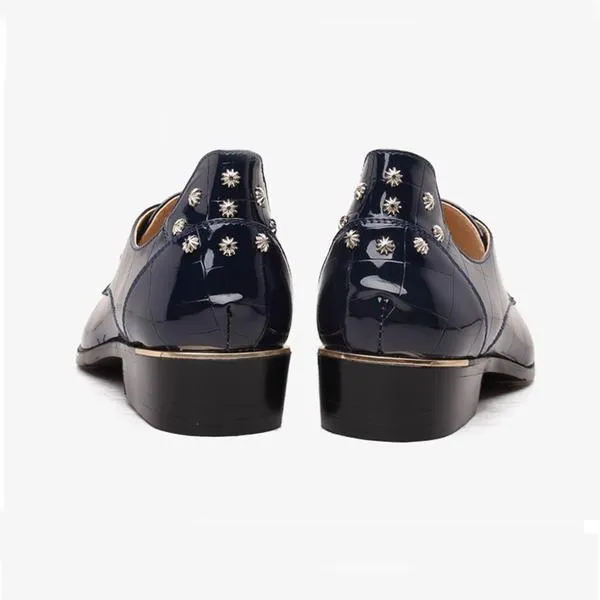 Glossy Leather Croco Embossed Men Brogues Dress shoes