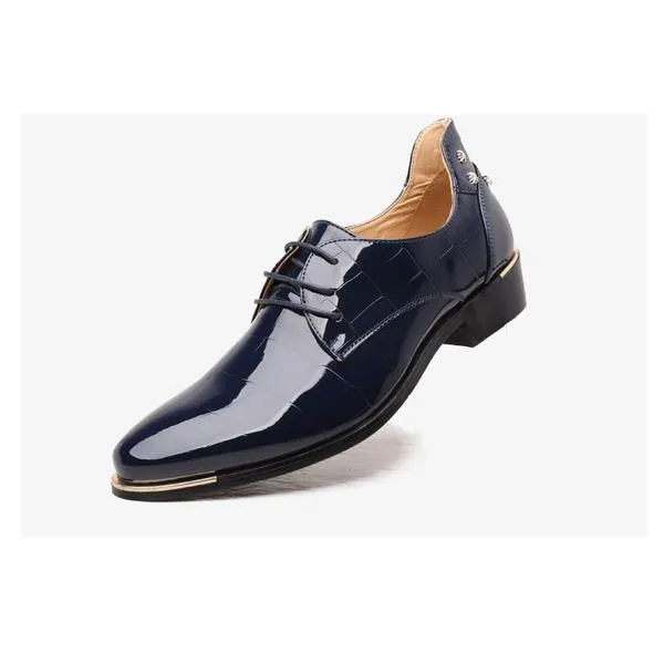 Glossy Leather Croco Embossed Men Brogues Dress shoes