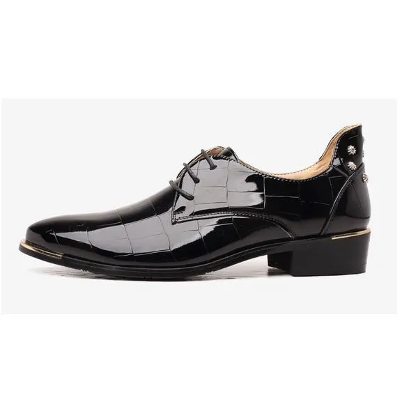 Glossy Leather Croco Embossed Men Brogues Dress shoes