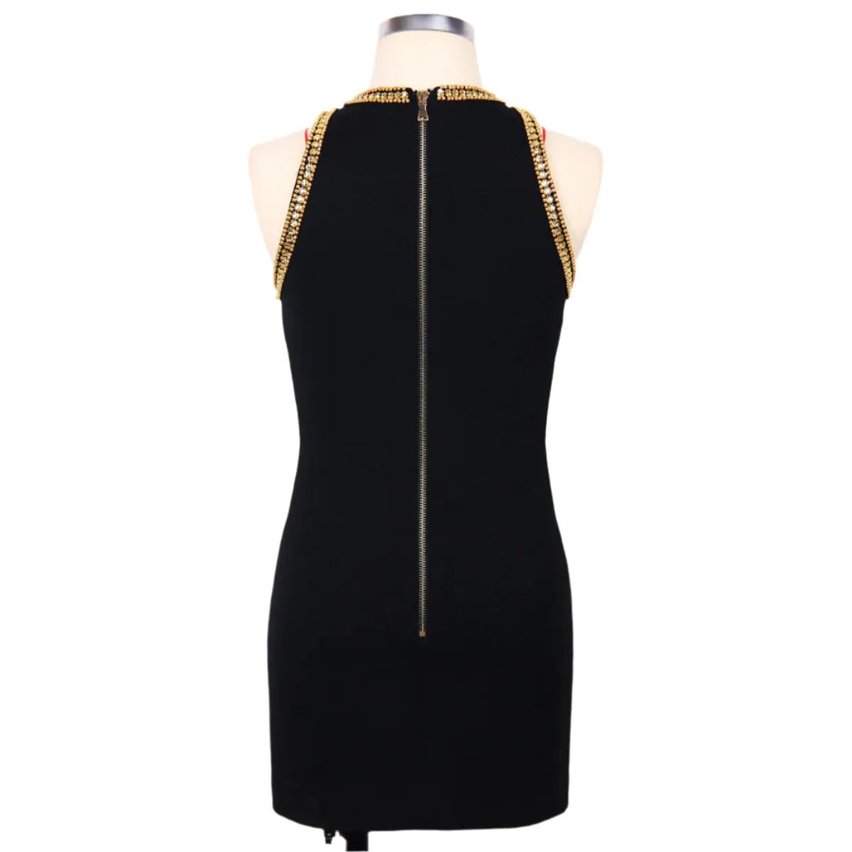Gold Beaded Sleeveless Mini Dress
