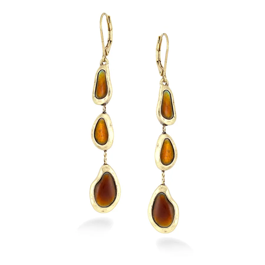 GOLD DANGLE EARRINGS #222BR3501 (1B10/1F5)
