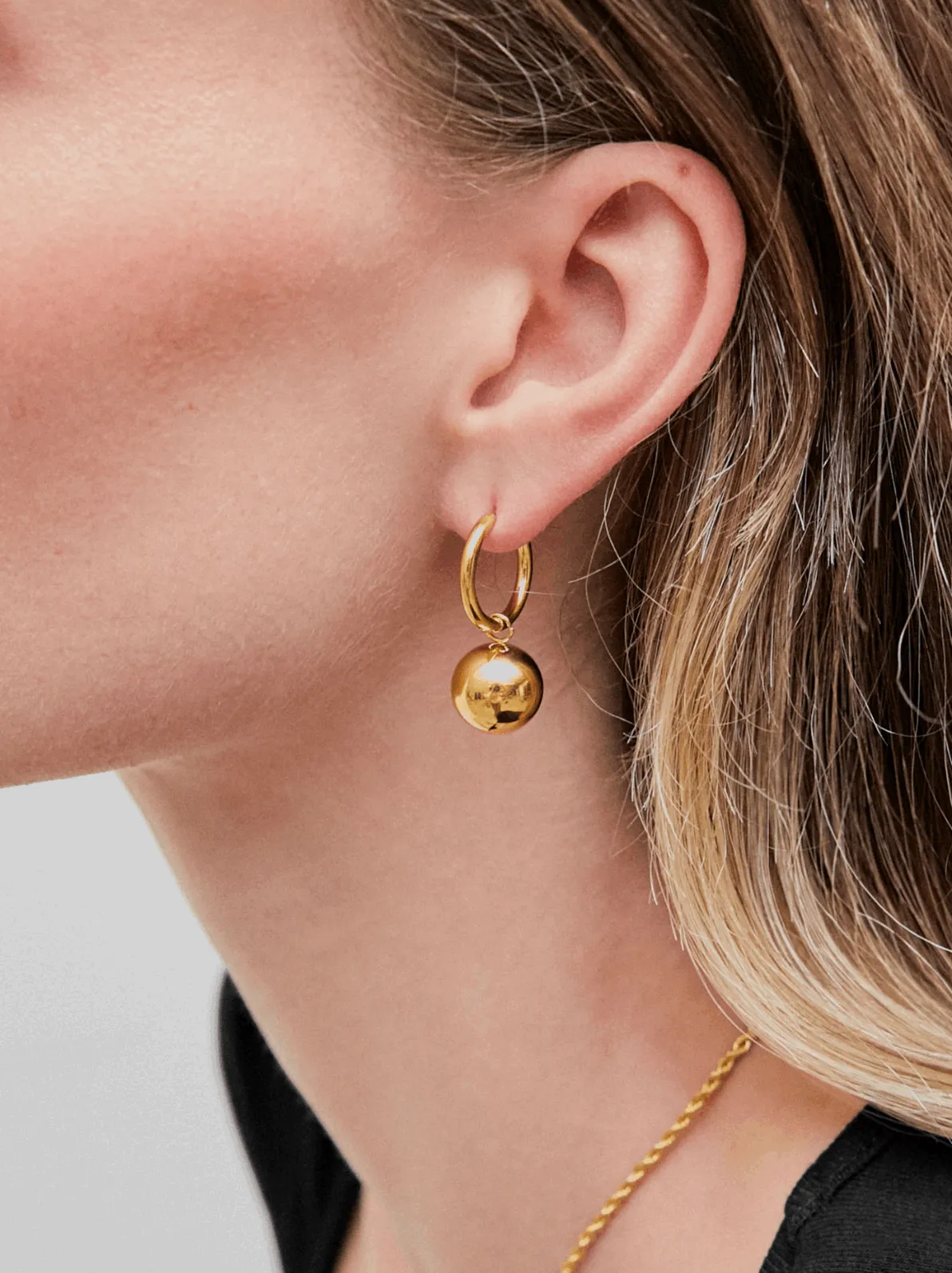 Gold Dome Drop Earrings