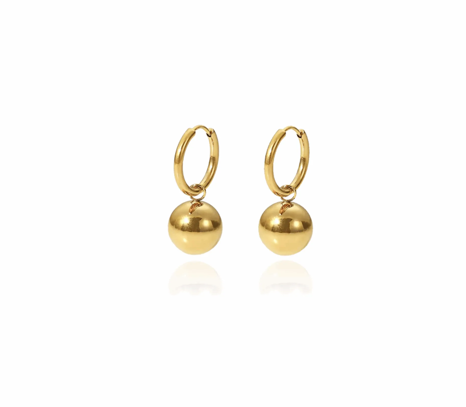 Gold Dome Drop Earrings