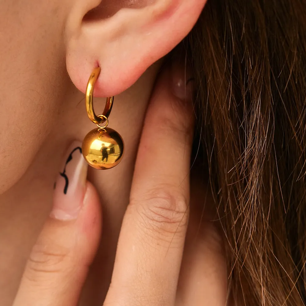 Gold Dome Drop Earrings